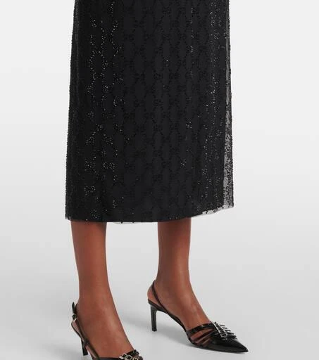 Gucci GG crystal-embellished tulle midi skirt 5