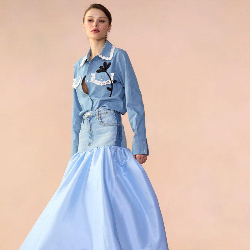 Cynthia Rowley Deconstructed Denim Taffeta Skirt
