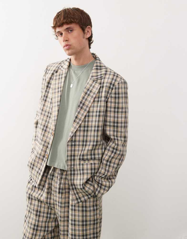 COLLUSION COLLUSION 90s relaxed blazer co-ord in mixed check