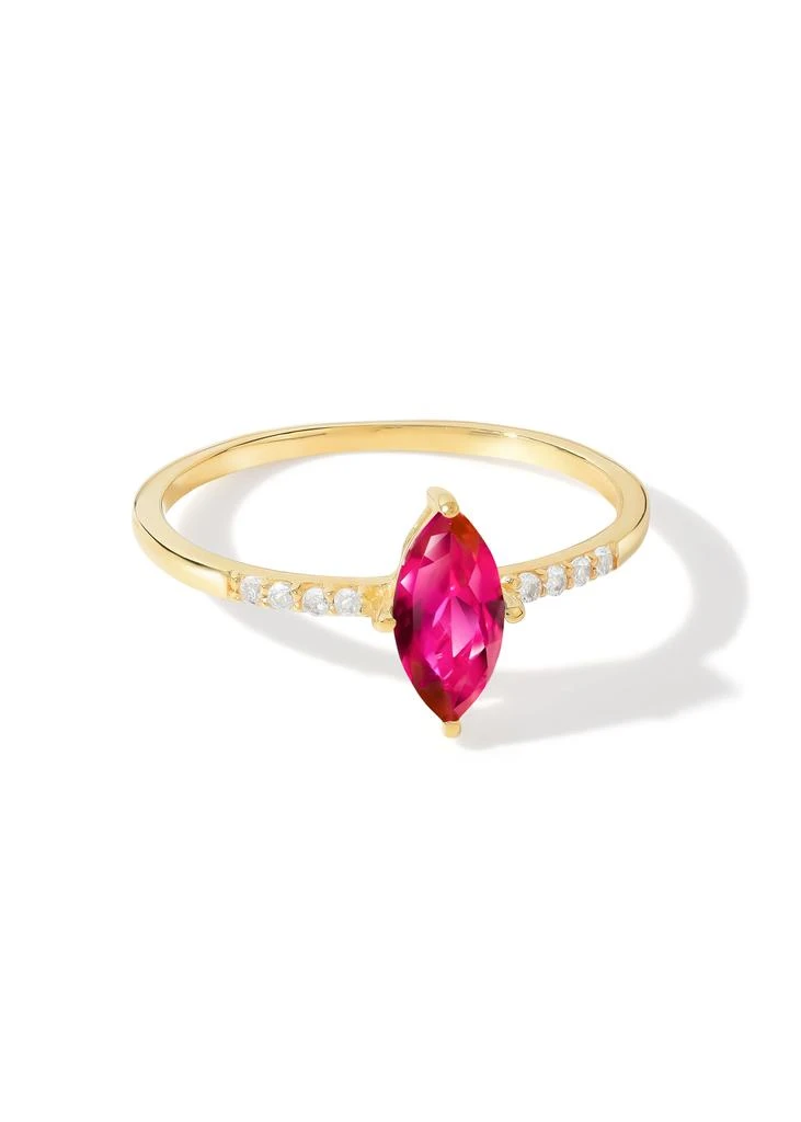 Tiramisu 14K Gold Plated Over 925 Sterling Silver Lab Created Ruby Ring with Accents 3