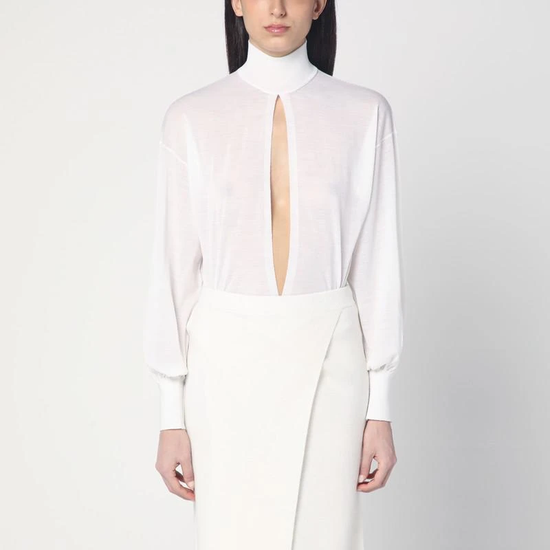 Alaïa White cut-out turtleneck bodysuit 1