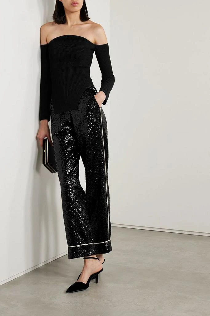 IN THE MOOD FOR LOVE Loren sequined tulle straight-leg pants 2