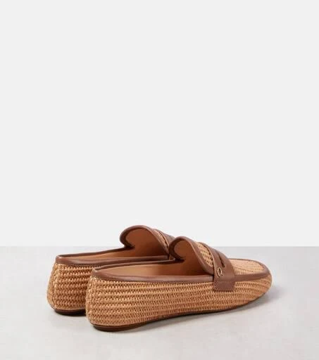 Gianvito Rossi Leather-trimmed raffia loafers 2
