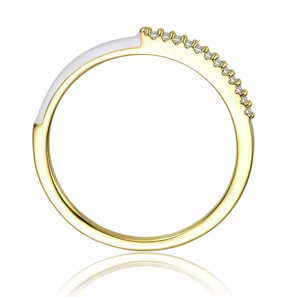 GiGiGirl Kids/Teens 14k Gold Plated with Cubic Zirconia White Enamel Half 
Half Slim Stacking Ring 2