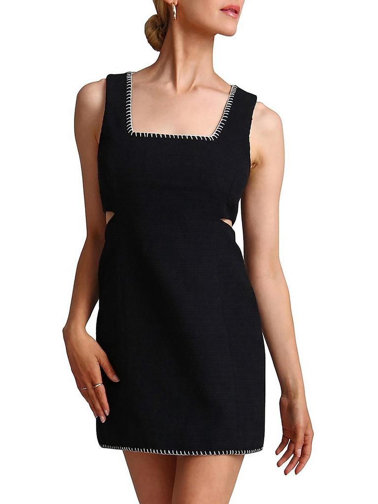Avec Les Filles Womens Contrast Trim Mini Sheath Dress