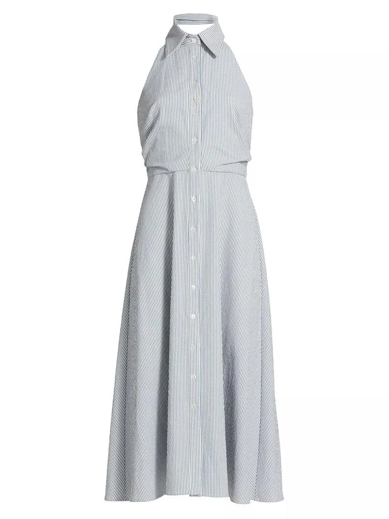 VERONICA BEARD Mackey Seersucker Halter Midi-Dress 1