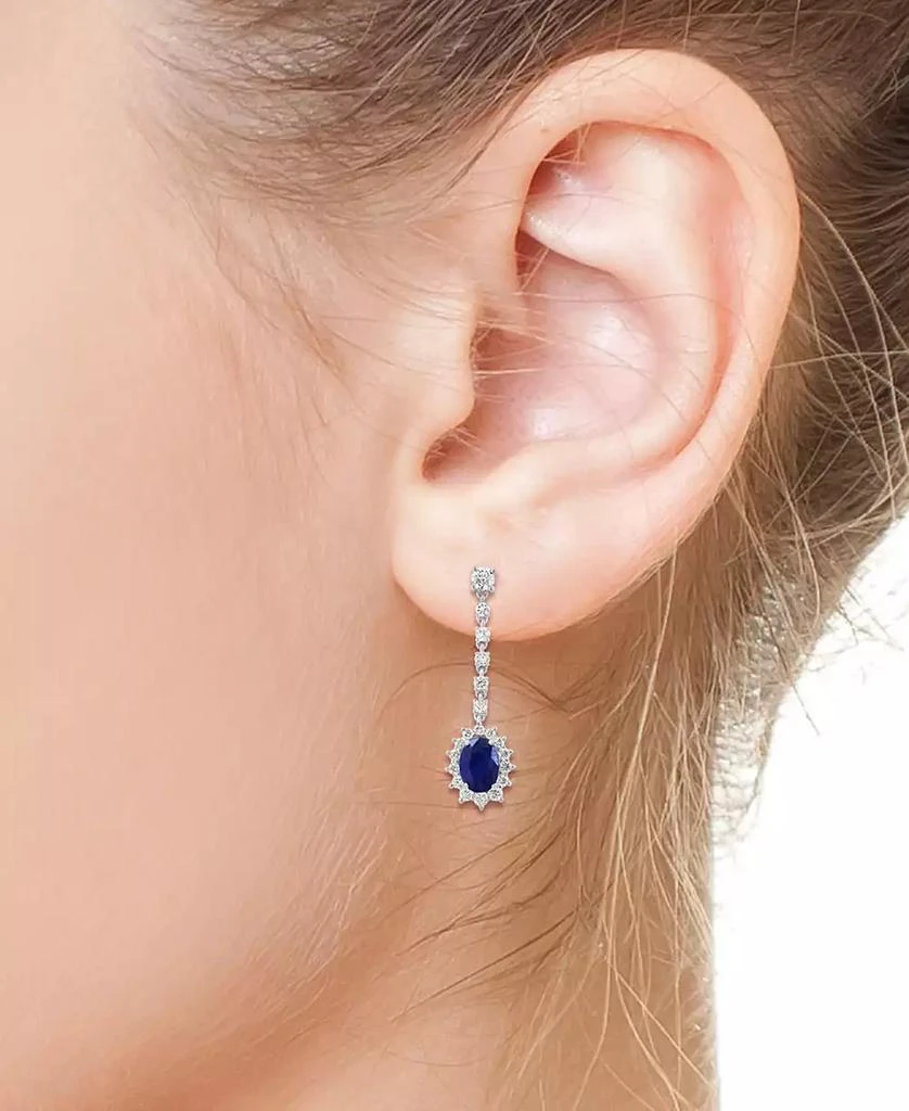 Effy EFFY® Sapphire (1-7/8 ct. t.w.) 
Diamond (3/4 ct. t.w.) Halo Drop Earrings in 14k White Gold 2