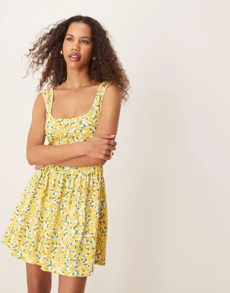 ASOS ASOS DESIGN scoop neck mini dress in lemon print - Dresses & Skirts -  BeyondStyle