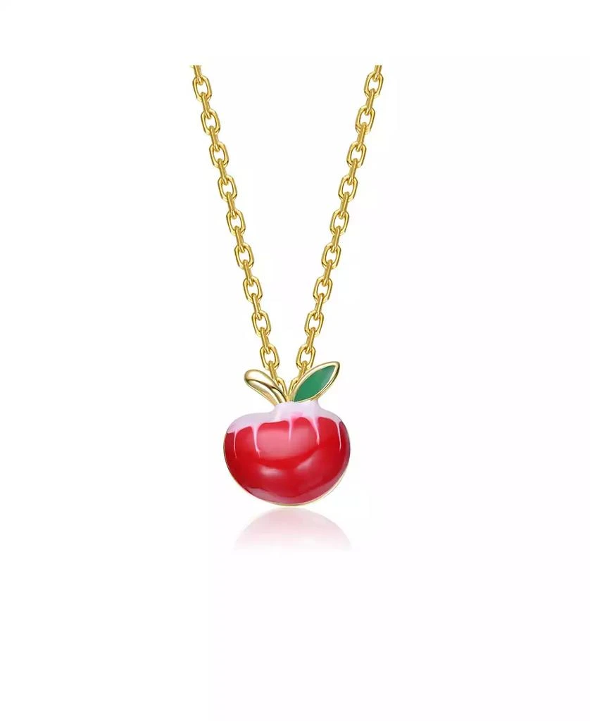 GiGiGirl Kids/Teens 14K Gold Plated with Red Enamel Apple Pendant Necklace