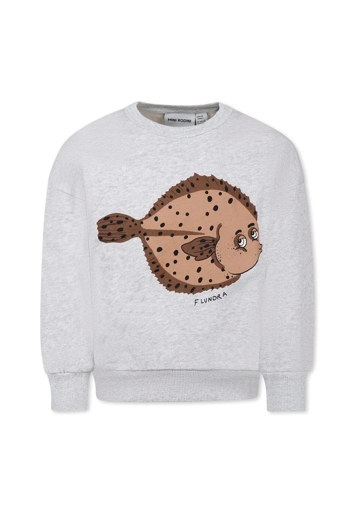 Mini Rodini Grey Sweatshirt For Kids With Puffer Fish 1