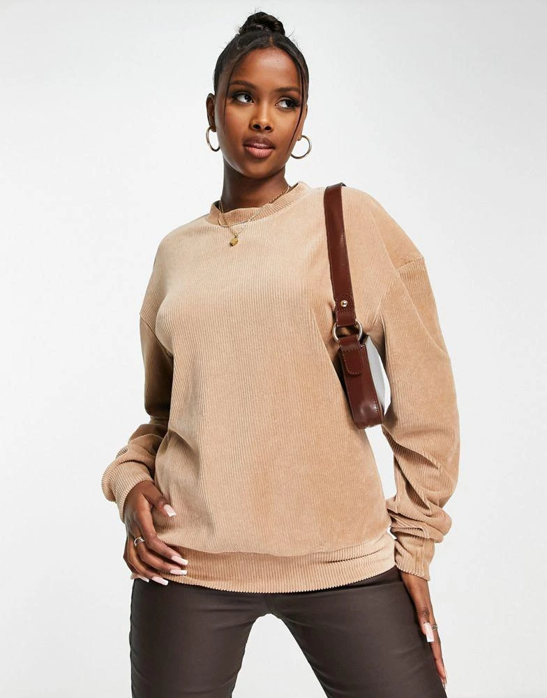NA-KD NA-KD x Rianne Meijer co-ord velour sweater in beige 4