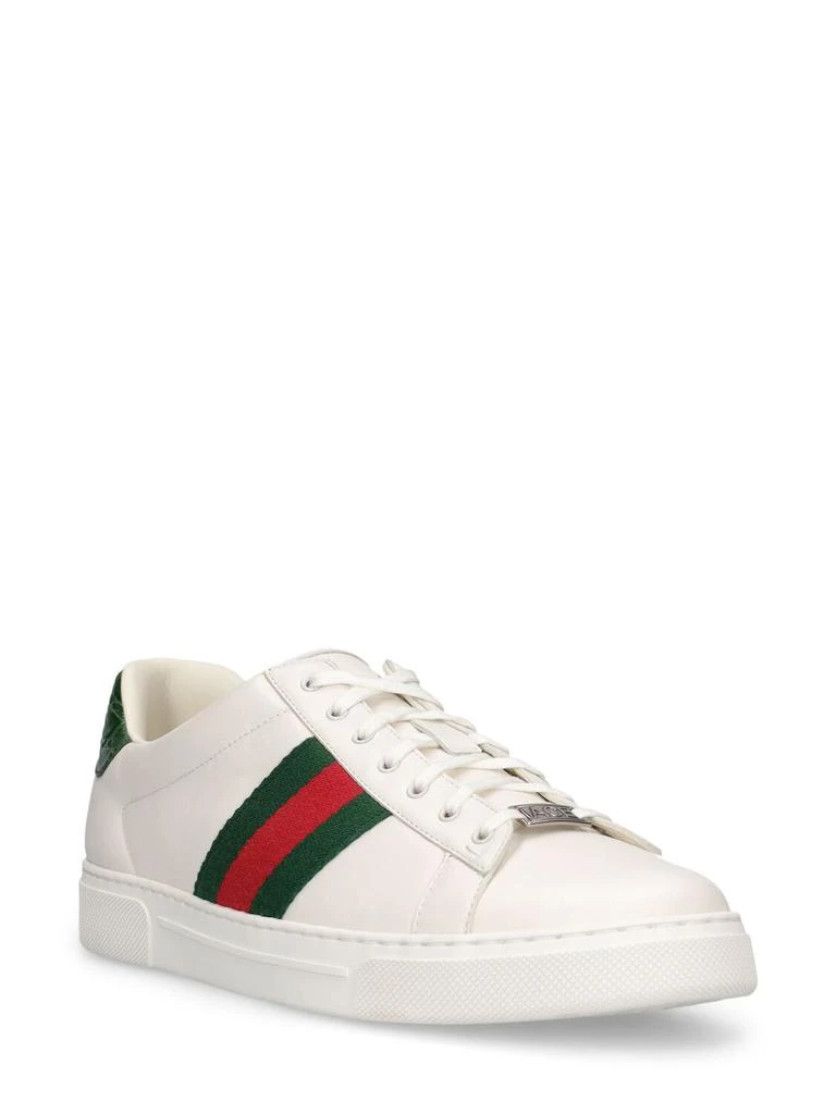 GUCCI 30mm Ace Web Detail Leather Sneakers 2