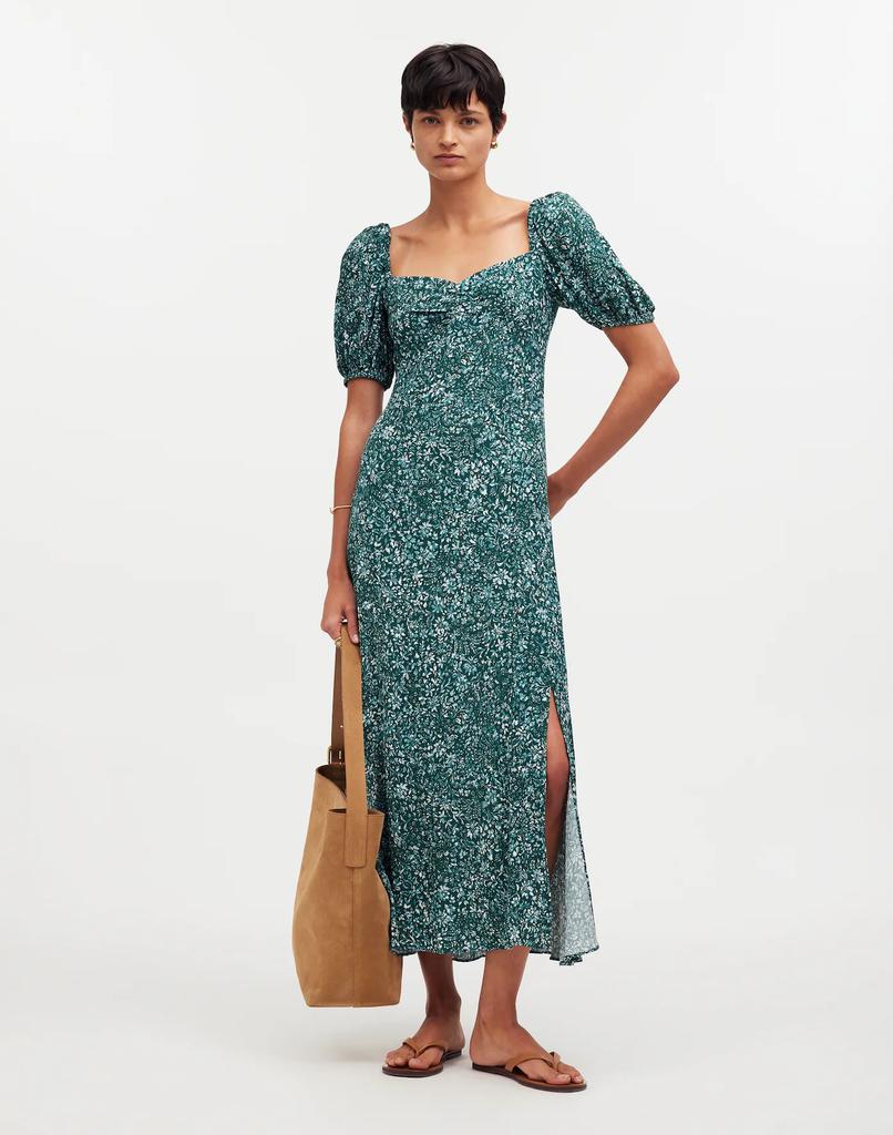 Madewell Puff-Sleeve Sweetheart Midi Dress in Floral
