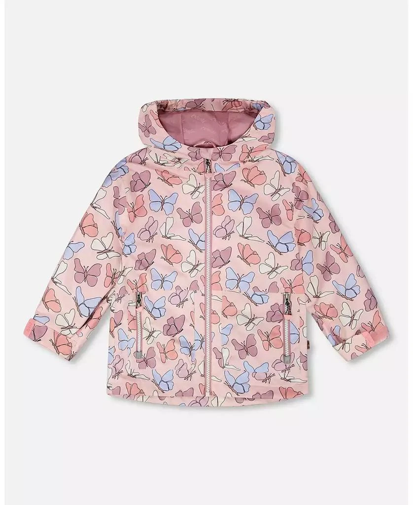 Deux par Deux Big Girls Mid-Season Jacket Pink Printed Butterflies