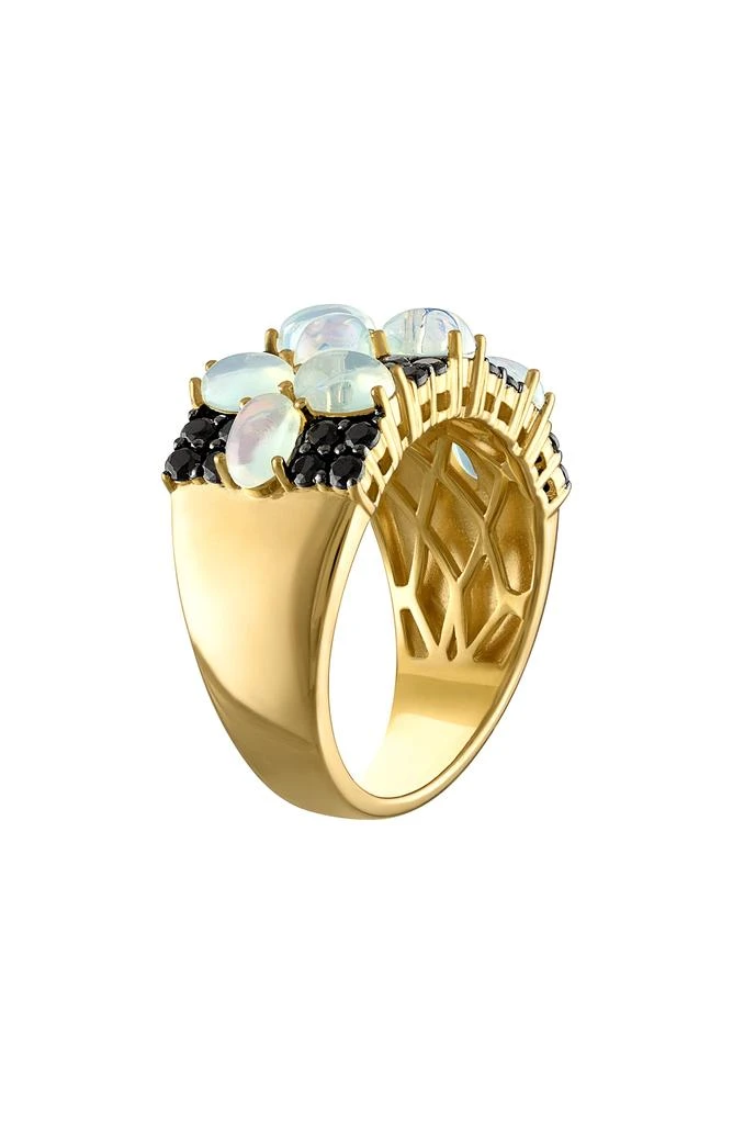 FZN 14K Gold Over Sterling Silver Opal 
Black Spinel Statement Ring 2