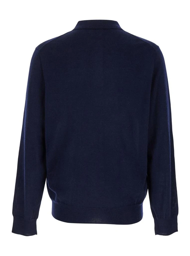 Ralph Lauren Blue Sweater With Polo Collar In Wool Man 2