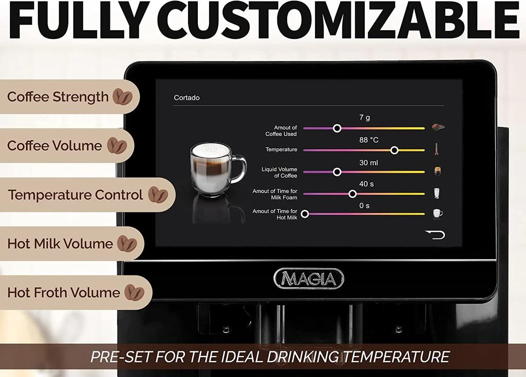 Zulay Kitchen Super Automatic Coffee Espresso Machine, Espresso Coffee Maker With Easy To Use 7” Touch Screen, 20 Coffee Recipes, 10 User Profiles 3