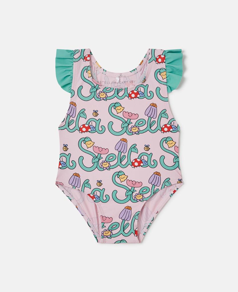 Stella McCartney Stella McCartney - Stella Vine Print Swimsuit, Woman, Pink/Multicolor, Size: 9m