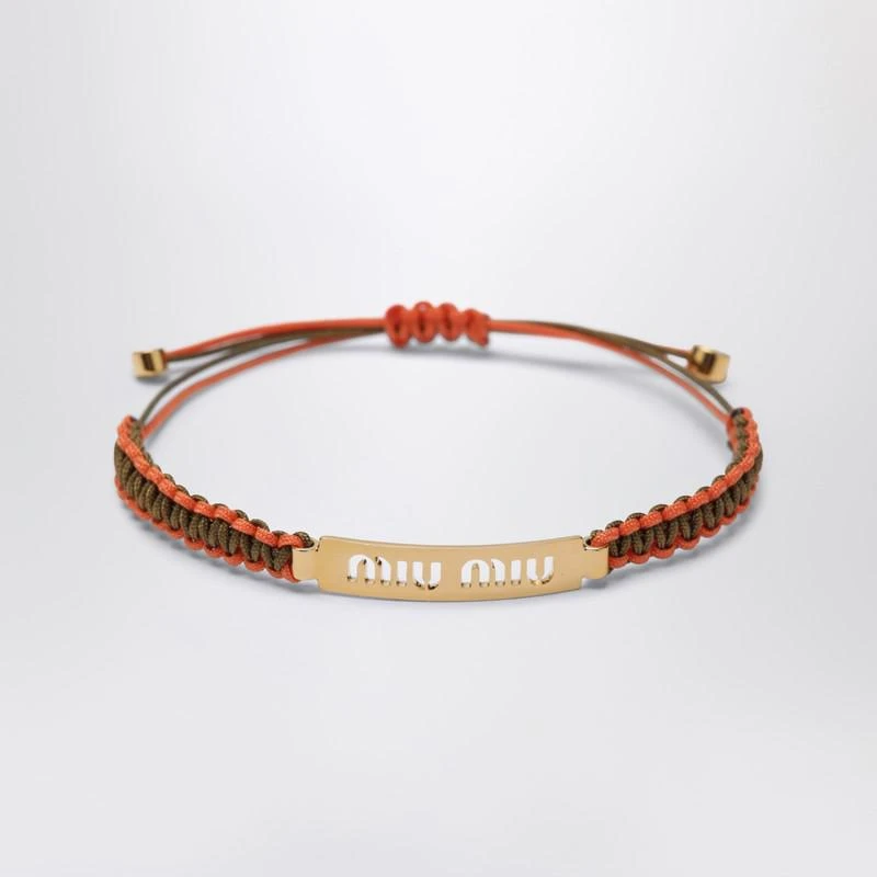 Miu Miu Olive green/orange braided cord bracelet
