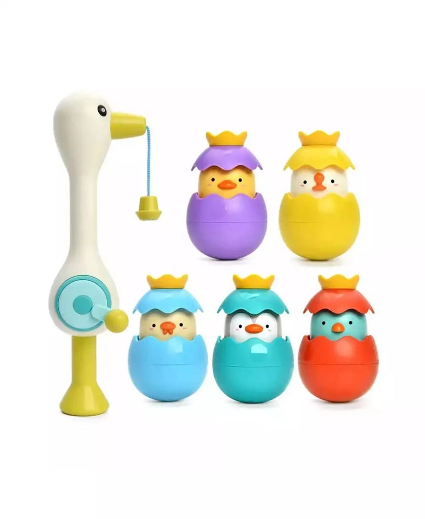 Sperric Toddler Egret Magnetic Fishing Game Bath Toy with Fishing Rod & Surprise Animal Eggs, Floating Water Toy Kids, Fun Hand-Eye Coordination Game for Bathtub & Pool Play 1
