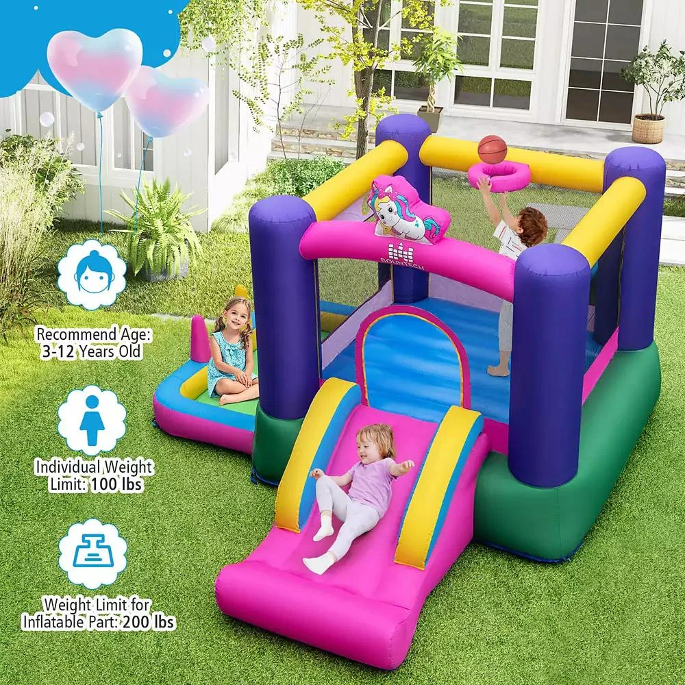Costway Inflatable Bounce House Kids 6-in-1 Jumping Castle with Slide Ball Pit with 480W Blower 7