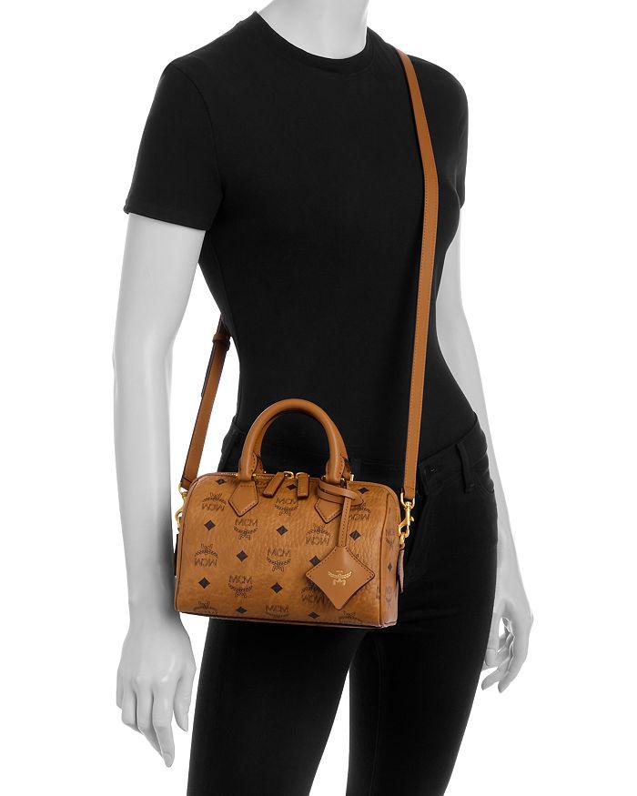 MCM Ella Boston Visetos Small Top Handle Bag