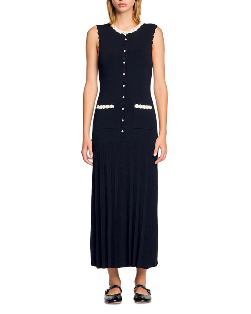 Sandro Long Dress with Crochet Detail 6