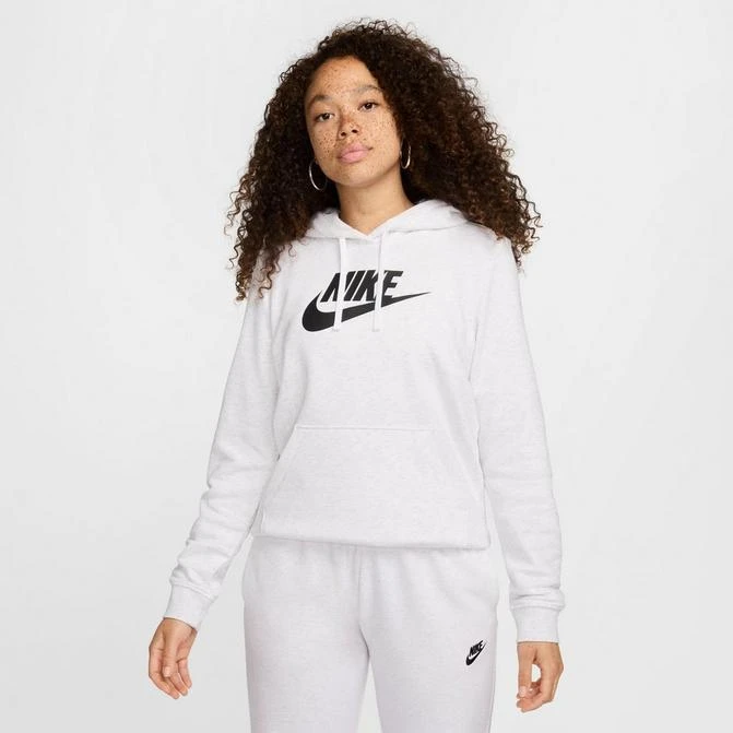 Nike Sportswear Womens Clothing Jd Sports Women's Jumpers Women's Nike  Sportswear Logo Club Fleece Pullover Hoodie DQ5775-051/Birch Heather/Black  XS