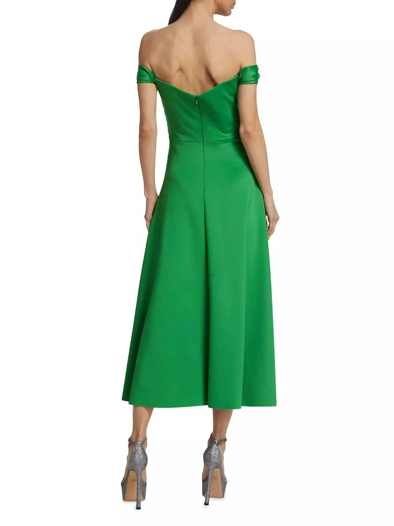 Badgley Mischka Off-the-Shoulder Rosette Midi-Dress 5