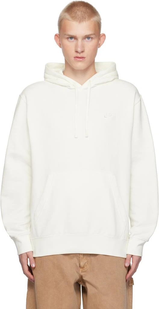 NIKE White Sportswear Club Fleece Hoodie 1