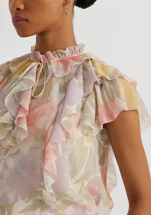 Ralph Lauren Ralph Lauren Women S Floral Ruffle Trim Georgette Blouse 3