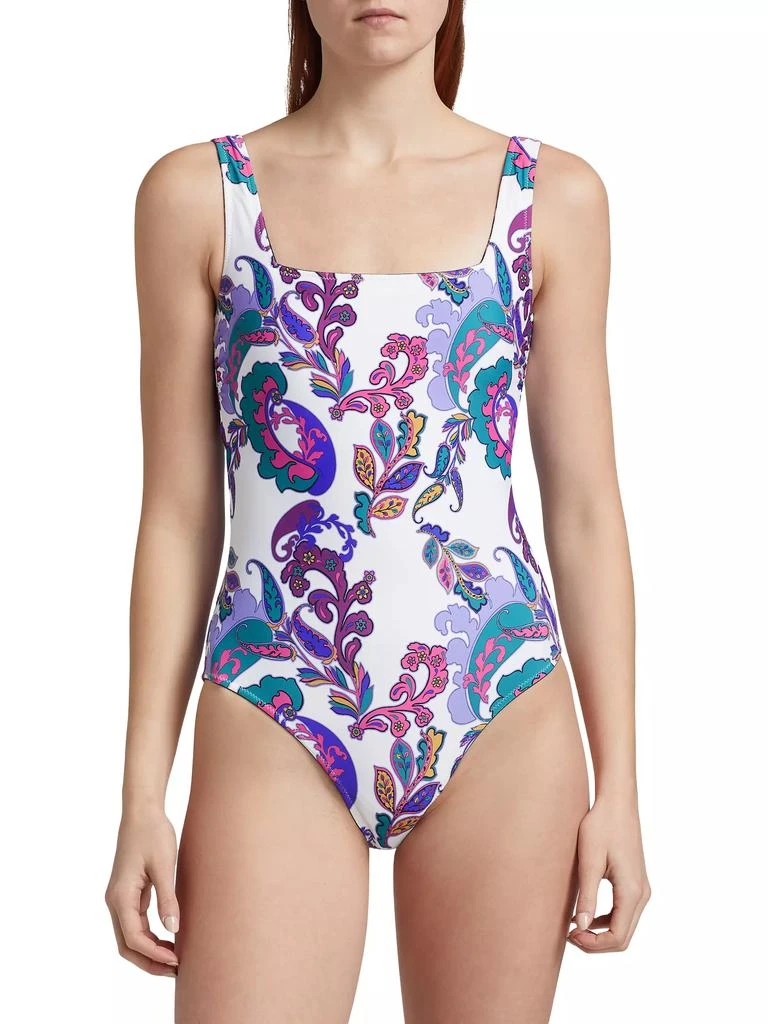 Johnny Was Paisley Reversible Square Neck One-Piece Swimsuit 3