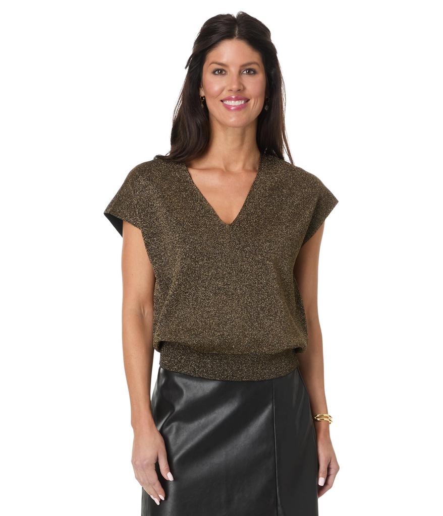 Lilla P Metallic V-Neck Sweater