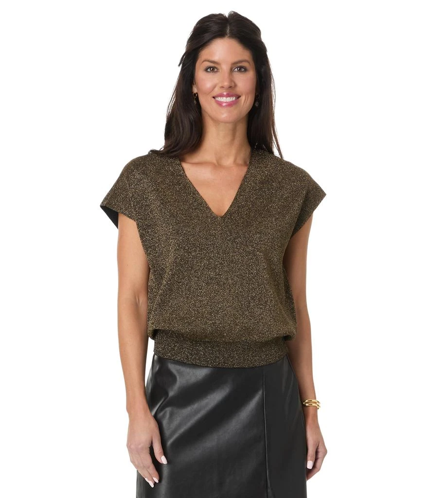 Lilla P Metallic V-Neck Sweater 1