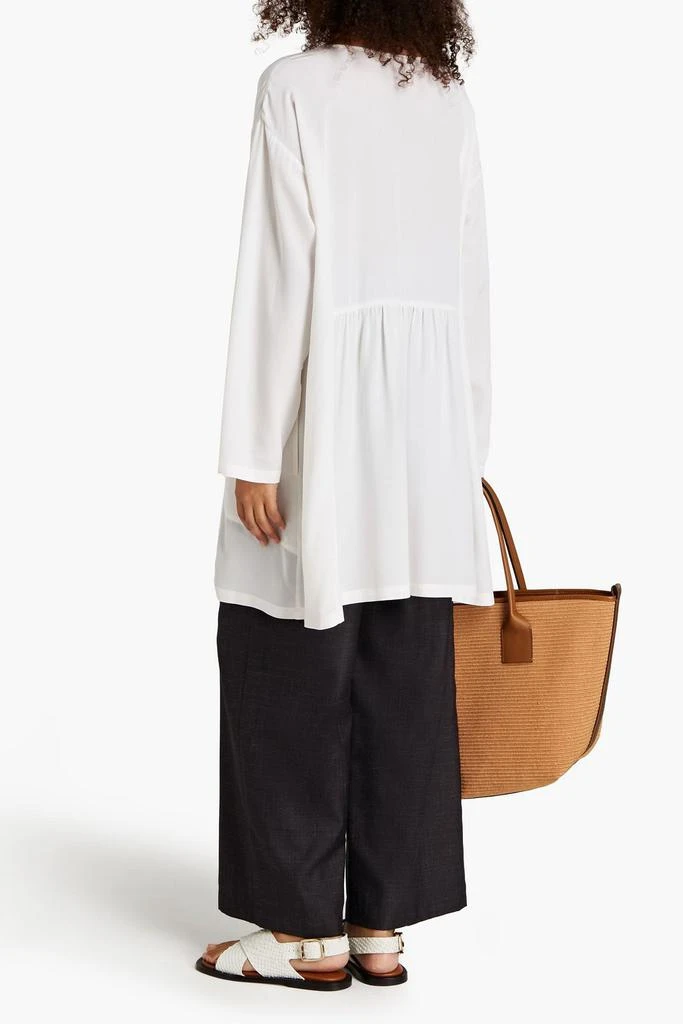 Eskandar Gathered silk crepe de chine tunic 3