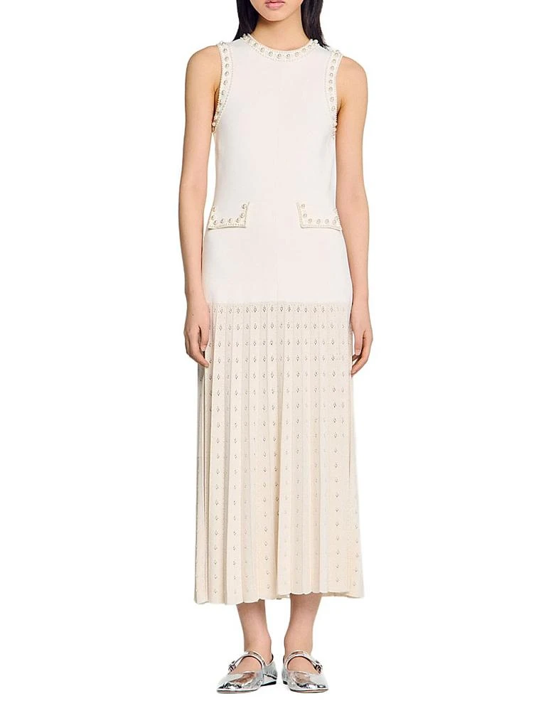 Sandro Pearl Bead Knit Maxi Dress 2