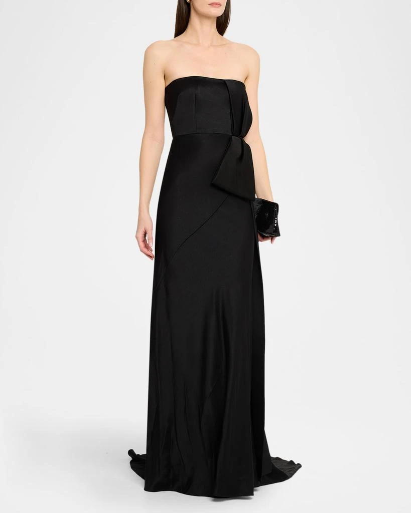 Alex Perry Strapless Gown With Bow In Satin Crepe 4