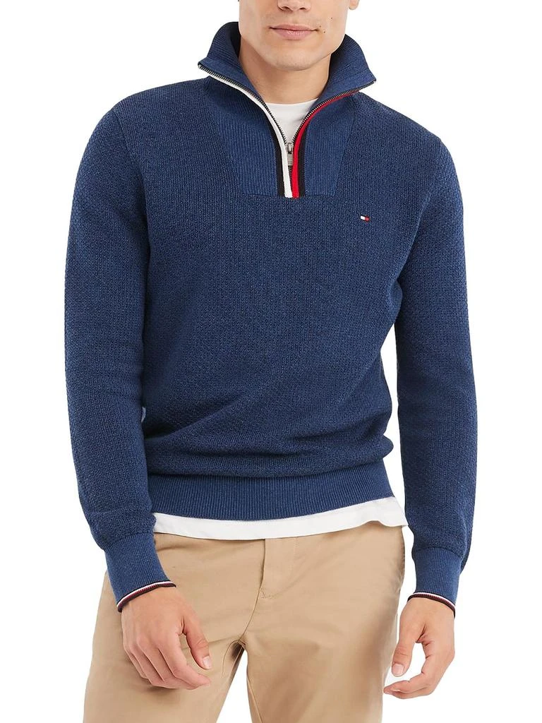 Tommy Hilfiger Big & Tall Manhattan Mens 1/4 Zip Pullover Mock Turtleneck Sweater 1