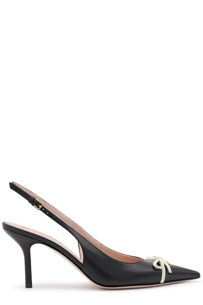 Valentino Slingback Decollete Bowow In Moire Tissue - High