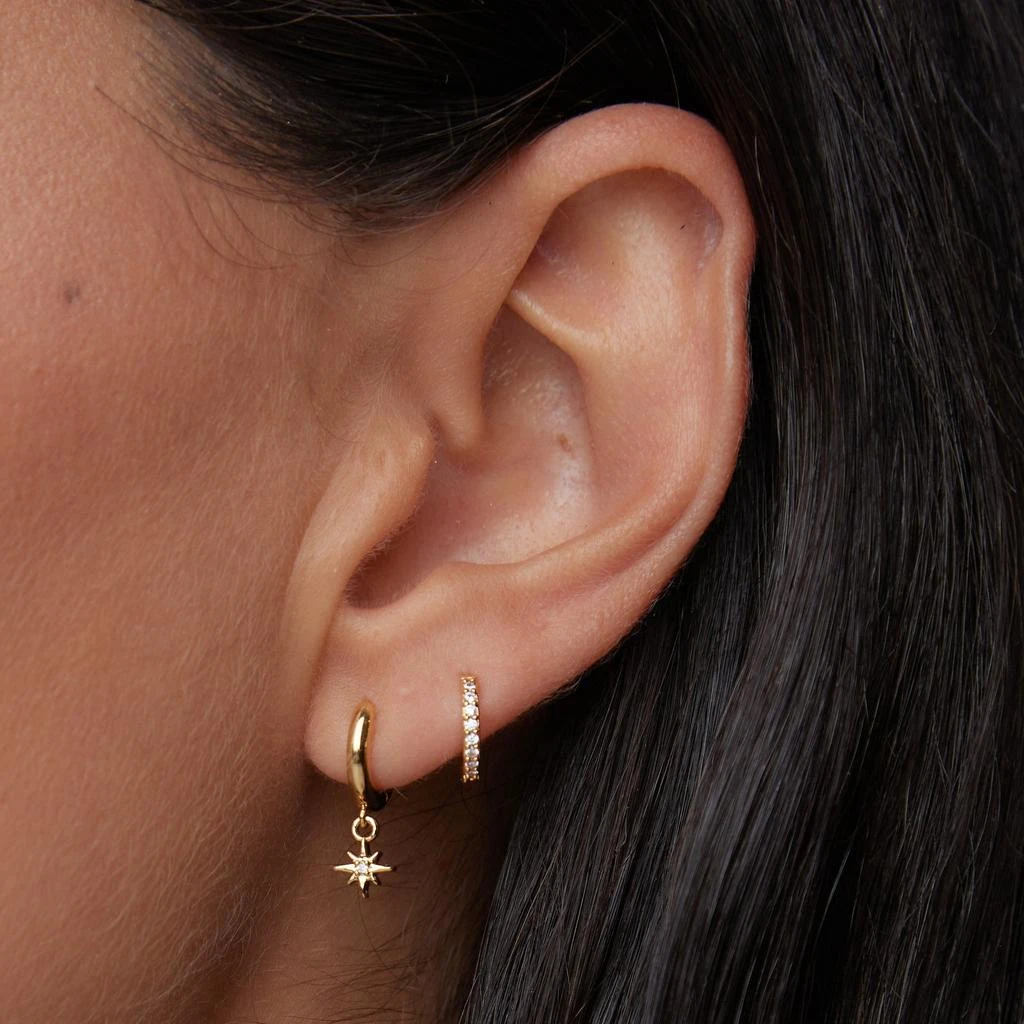 Orelia London Starburst Pavé Micro Huggie Hoop Earrings 4
