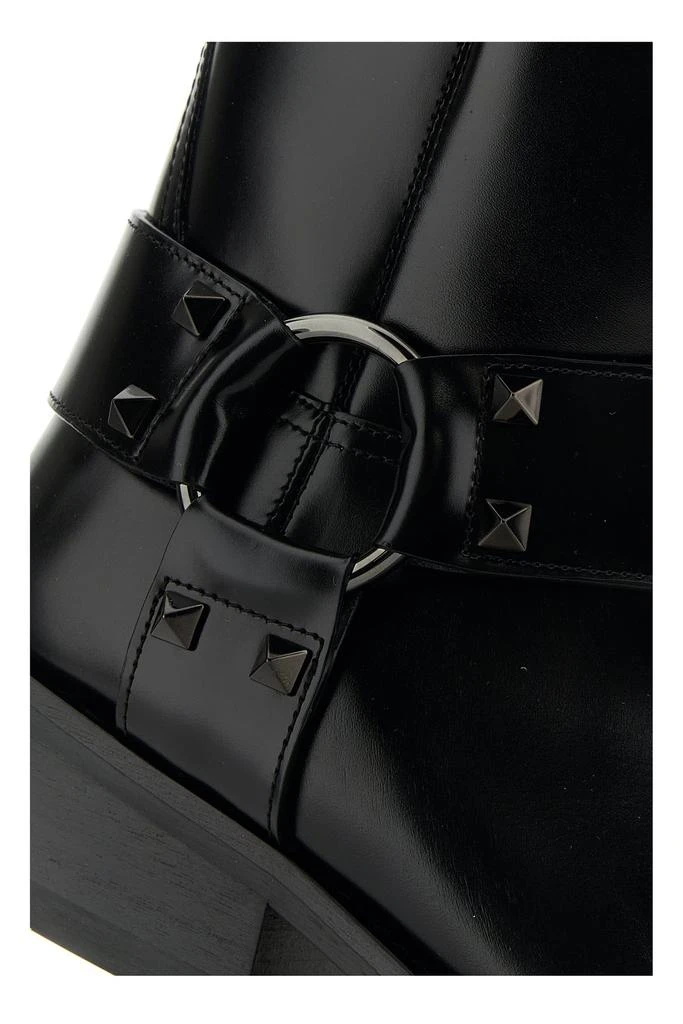 Valentino Black leather Biker Rockstud ankle boots 4
