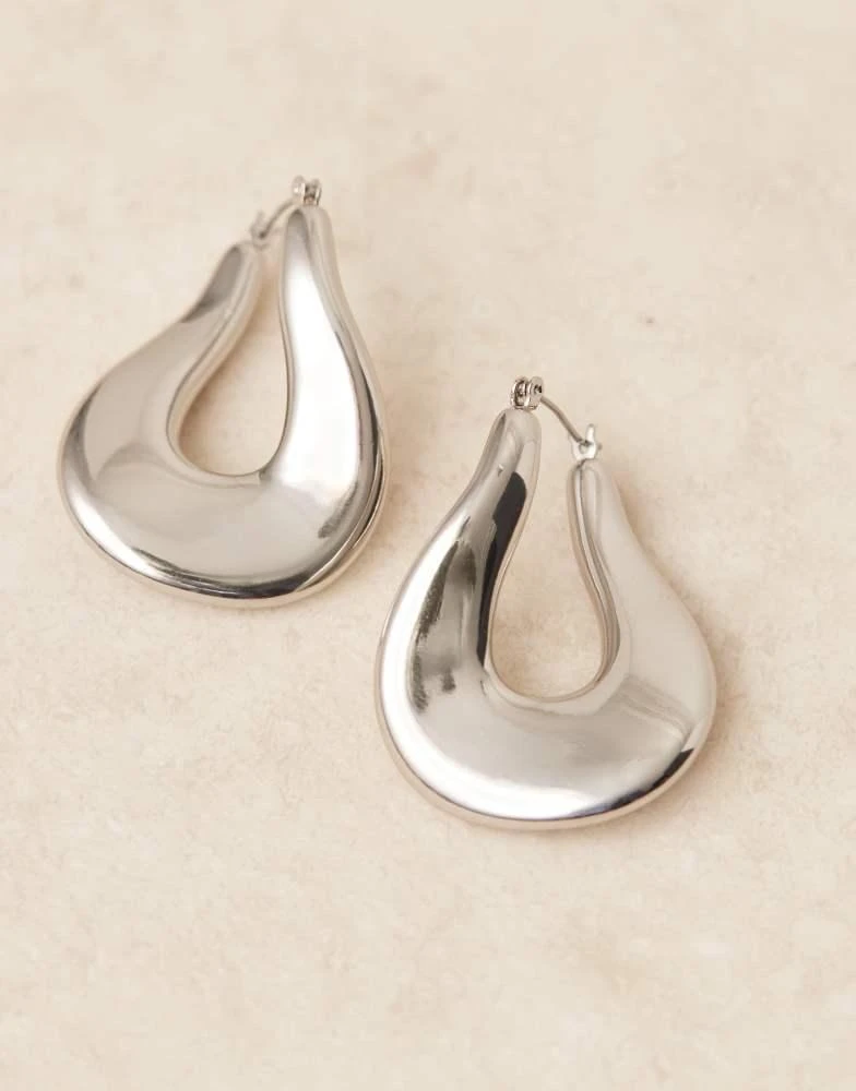 ASOS ASOS DESIGN oversized abstract hoop earrings in brushed silver tone 3