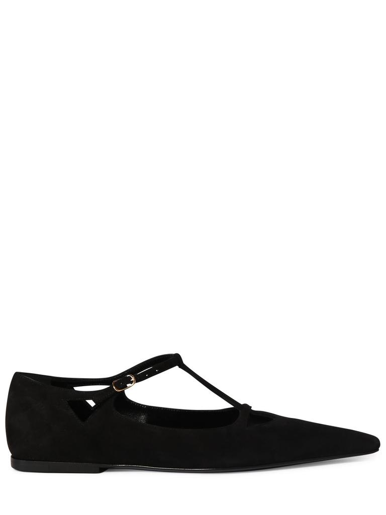 The Row Cyd Suede Ballerina Flats