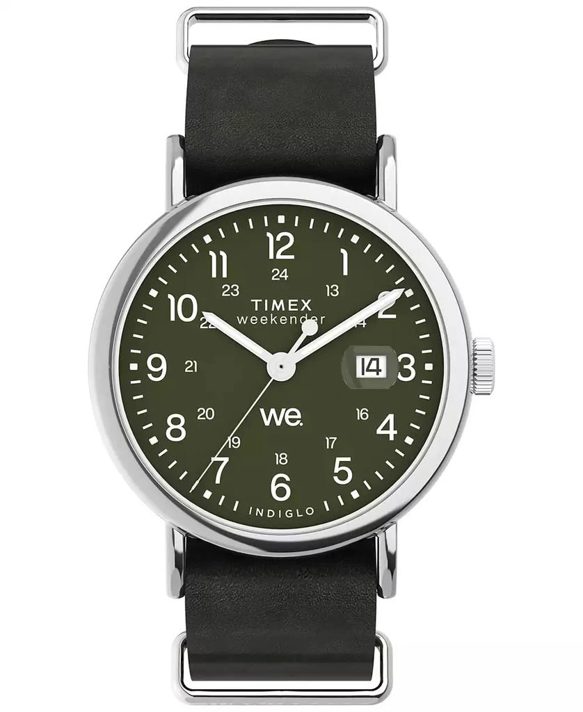 Timex Men's Analog Green Leather Strap Watch, 40mm 1