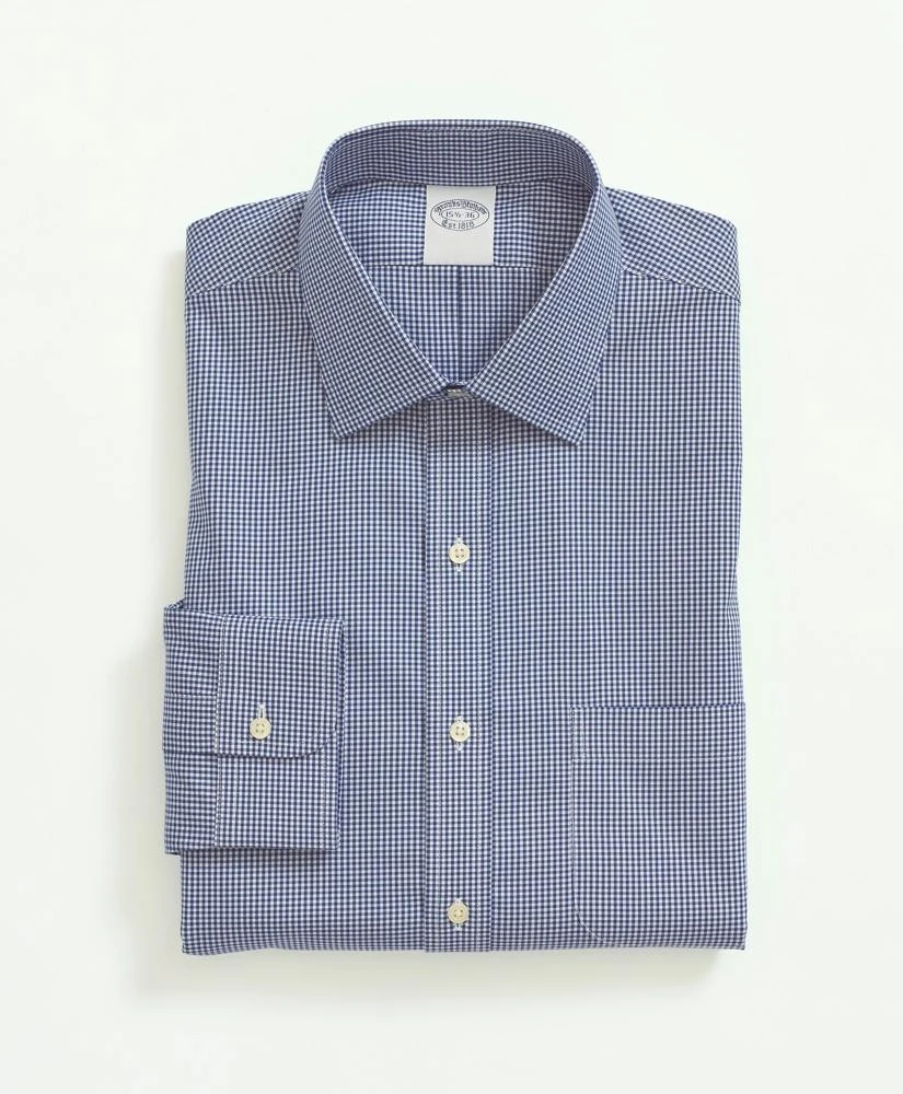 Brooks Brothers Stretch Supima® Cotton Non-Iron Pinpoint Oxford Ainsley Collar, Gingham Dress Shirt 3