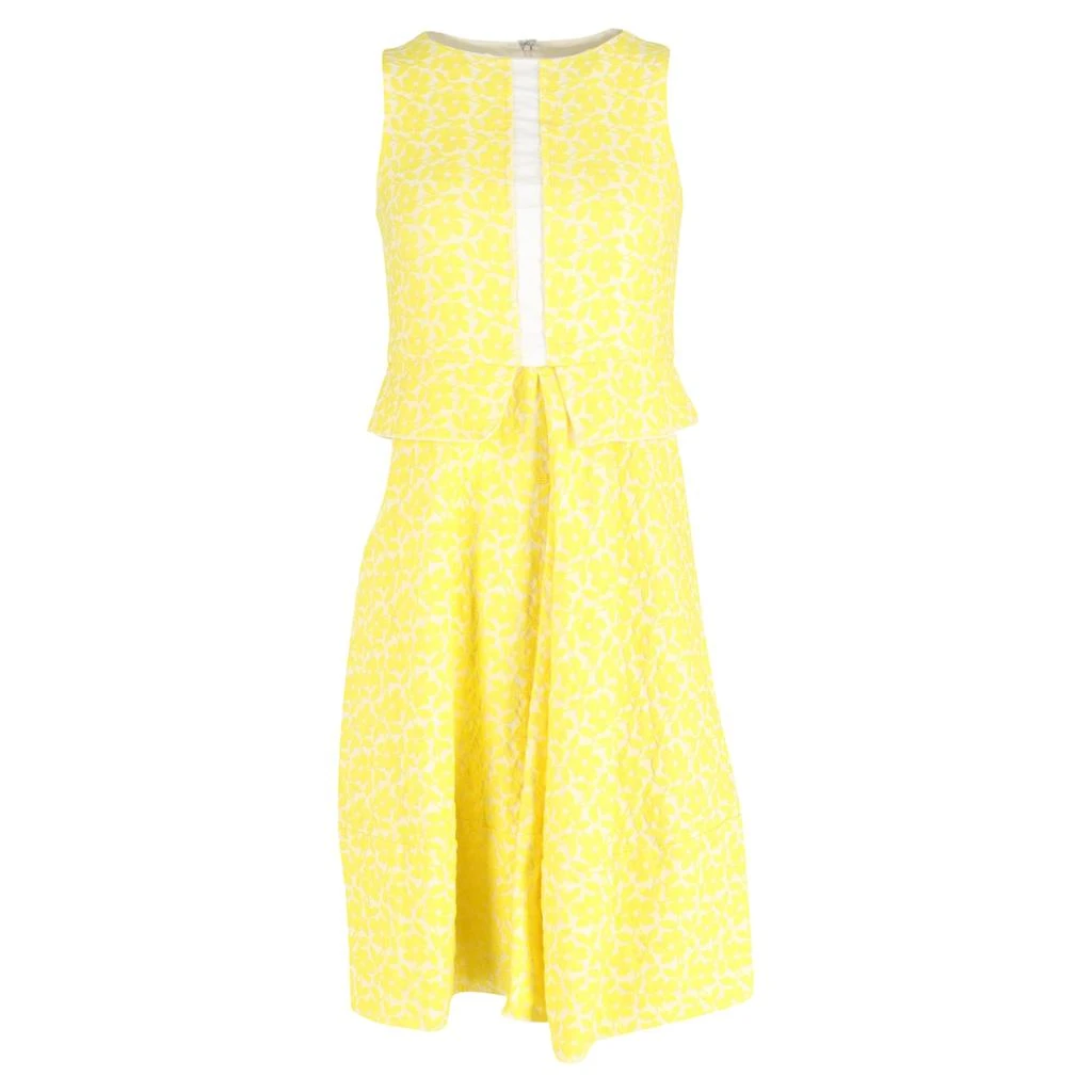 Jil Sander Jil Sanders Floral Sleeveless Midi Dress in Yellow Cotton 1