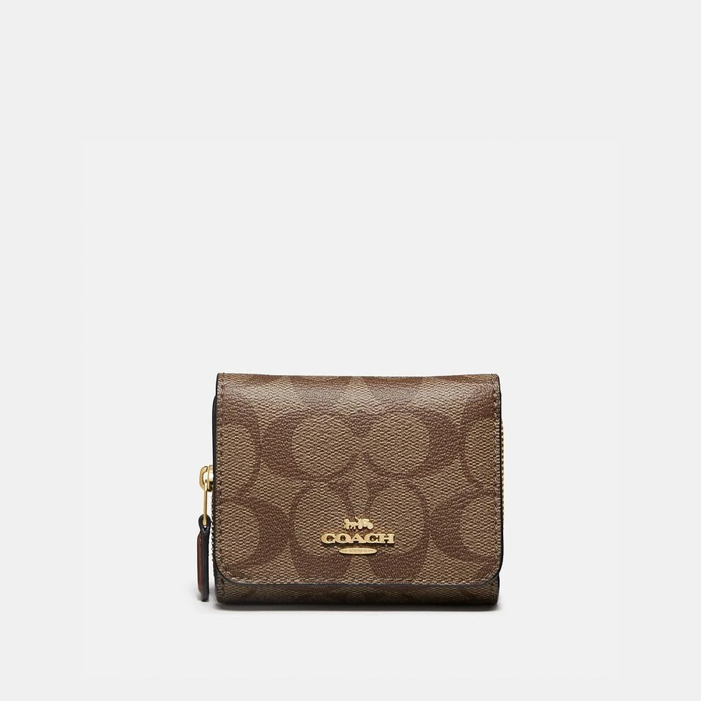 Coach Coach Outlet Small Trifold Wallet In Signature Canvas 1
