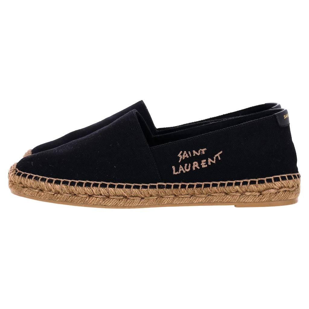 Yves Saint Laurent Logo Espadrille Flats in Black Canvas 2