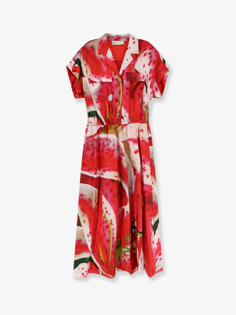 Tory Burch Belted silk-trimmed wool midi dress - Dresses