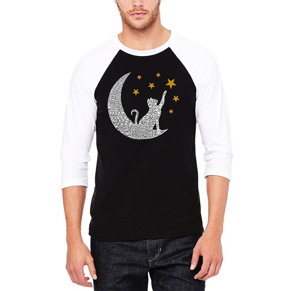 LA Pop Art Cat Moon - Men's Raglan Baseball Word Art T-Shirt